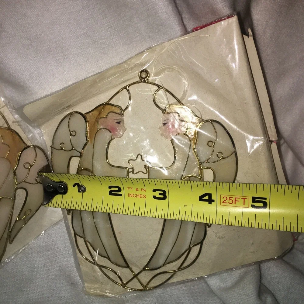 Vintage ENESCO Capiz Shells Angels Christmas Ornament Sun Catcher  1989